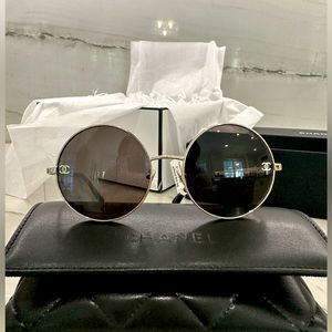 Chanel Round Gold Sunglasses NEW